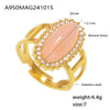 Wholesale Women's Light Luxury Geometric 316L Stainless Steel Zircon Inlaid Open Ring Jewelry Plated 18K Gold