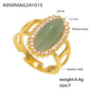 Wholesale Women's Light Luxury Geometric 316L Stainless Steel Zircon Inlaid Open Ring Jewelry Plated 18K Gold