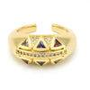 Wholesale Women's Light Luxury Geometric Triangle Inlaid Zircon Opening Ring Made Of Titanium Steel With Electroplating