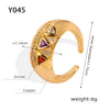 Wholesale Women's Light Luxury Geometric Triangle Inlaid Zircon Opening Ring Made Of Titanium Steel With Electroplating