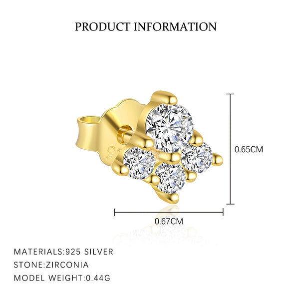 Wholesale Women's Light Luxury Geometric Triangle Zirconium Earrings 925 Sterling Silver