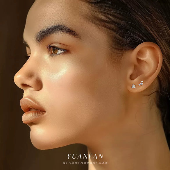Wholesale Women's Light Luxury Geometric Triangle Zirconium Earrings 925 Sterling Silver