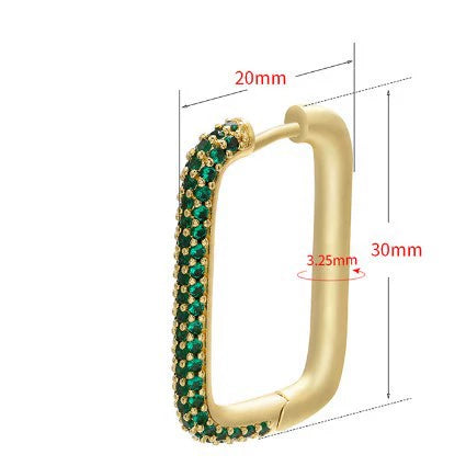 Wholesale Women's Light Luxury Geometric U Shaped Copper Inlaid Colored Diamond Earring