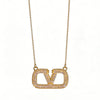 Wholesale Women's Light Luxury Geometric Vshaped Pendant Necklace With Letter And Number Patterns Titanium Steel Oshaped Chain Inlaid With Zircon