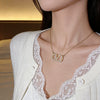 Wholesale Women's Light Luxury Geometric Vshaped Pendant Necklace With Letter And Number Patterns Titanium Steel Oshaped Chain Inlaid With Zircon