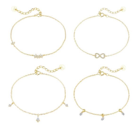 Wholesale Women's Light Luxury Geometric Water Drop S925 Sterling Silver Bracelet With Zirconia