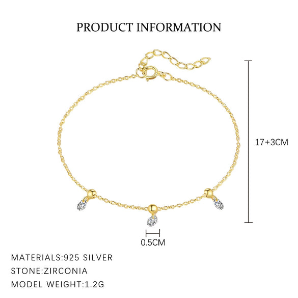 Wholesale Women's Light Luxury Geometric Water Drop S925 Sterling Silver Bracelet With Zirconia