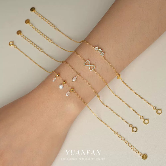 Wholesale Women's Light Luxury Geometric Water Drop S925 Sterling Silver Bracelet With Zirconia