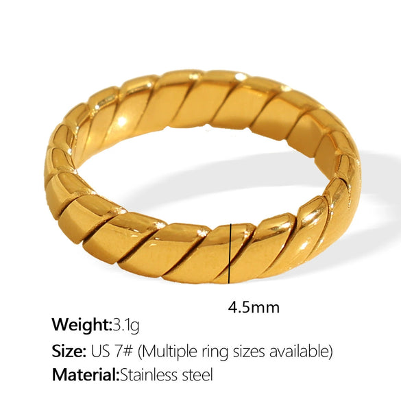 Wholesale Women's Light Luxury Geometric Woven Texture Vein 316L Stainless Steel Ring With Electroplating