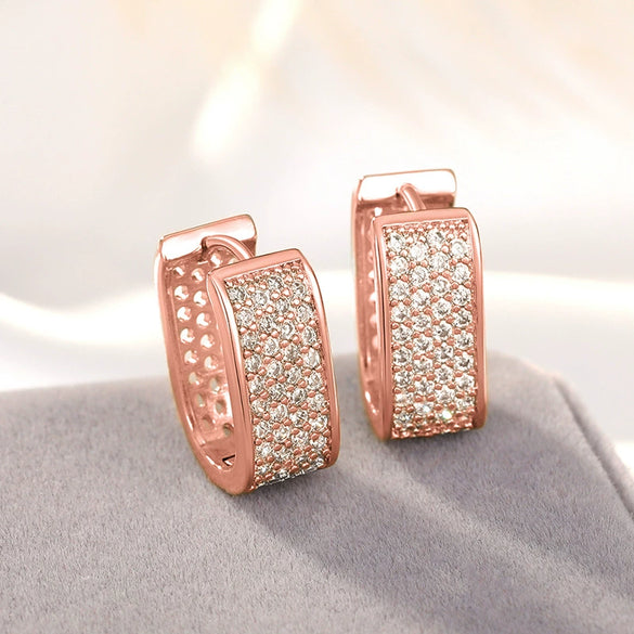 Wholesale Women's Light Luxury Geometric Zircon Inlaid Hollow Ear Button Earrings