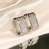 Wholesale Women's Light Luxury Geometric Zircon Inlaid Hollow Ear Button Earrings