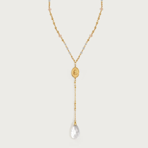 Wholesale Women's Light Luxury Geometric Zircon Pendant Stainless Steel Electroplated Tassel Clavicle Necklace