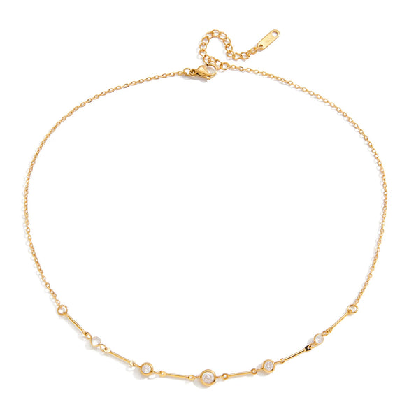 Wholesale Women's Light Luxury Geometric Zircon Stainless Steel Electroplated Necklace