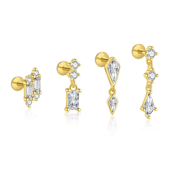 Wholesale Women's Light Luxury Geometric Zircon Tassel Earrings S925 Sterling Silver