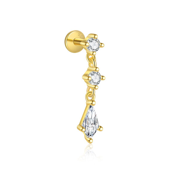 Wholesale Women's Light Luxury Geometric Zircon Tassel Earrings S925 Sterling Silver
