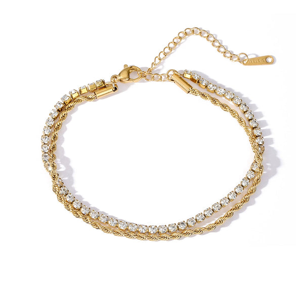 Wholesale Women's Light Luxury Geometric Zircon Titanium Steel Bracelet