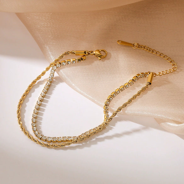 Wholesale Women's Light Luxury Geometric Zircon Titanium Steel Bracelet