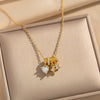 Wholesale Women's Light Luxury Gold Plated Copper And Zircon Jewelry Heart And Geometric Star Pendant Ochain Necklace