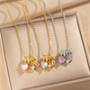 Wholesale Women's Light Luxury Gold Plated Copper And Zircon Jewelry Heart And Geometric Star Pendant Ochain Necklace