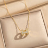 Wholesale Women's Light Luxury Gold Plated Copper And Zircon O Word Chain Necklace With Letter Number Text Shape Pendant