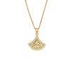 Wholesale Women's Light Luxury Gold Plated Copper Inlaid With Zircon Fanshaped Skirt Necklace Pendant Jewelry