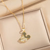 Wholesale Women's Light Luxury Gold Plated Mickey Pattern Titanium Steel And Copper Inlaid With Zircon Necklace With Flash O Chain