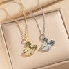 Wholesale Women's Light Luxury Gold Plated Mickey Pattern Titanium Steel And Copper Inlaid With Zircon Necklace With Flash O Chain