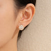 Wholesale Women's Light Luxury Goldplated Copper Flower Stud Earrings With Diamond Inlay
