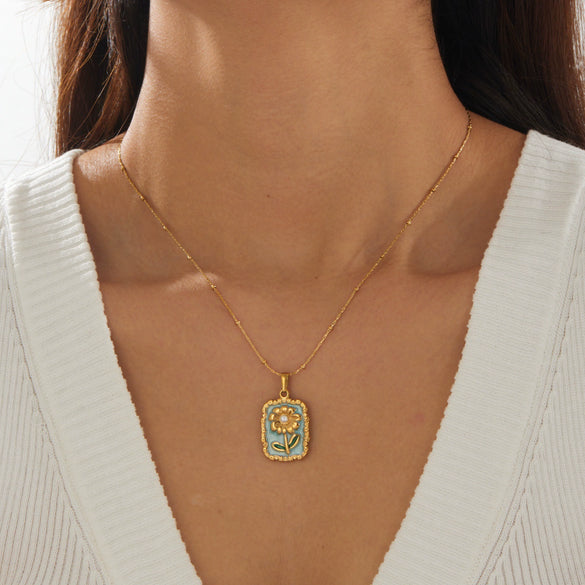 Wholesale Women's Light Luxury Goldplated Stainless Steel Flower Pattern Bamboo Chain Necklace