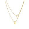 Wholesale Women's Light Luxury Goldplated Stainless Steel Geometric Snake Bone Chain Necklace With Square And Cylindrical Pendant