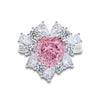 Wholesale Women's Light Luxury Heartshaped 925 Sterling Silver Pink High Carbon Diamond Ring With Ice Flower Cut