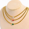 Wholesale Women's Light Luxury Heartshaped Titanium Steel Cuban Chain Necklace With Diamond Treatment