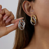 Wholesale Women's Light Luxury High End Circle Earrings In Stainless Steel With Geometric Pattern And Electroplating