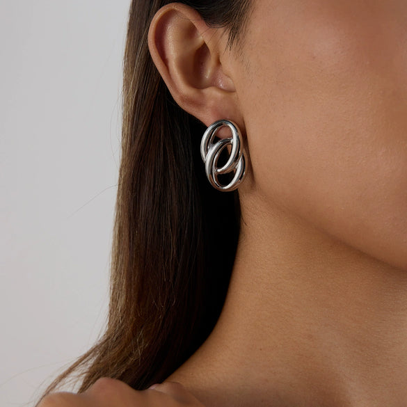 Wholesale Women's Light Luxury High End Circle Earrings In Stainless Steel With Geometric Pattern And Electroplating
