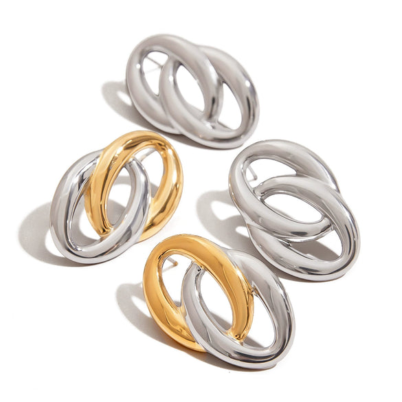 Wholesale Women's Light Luxury High End Circle Earrings In Stainless Steel With Geometric Pattern And Electroplating