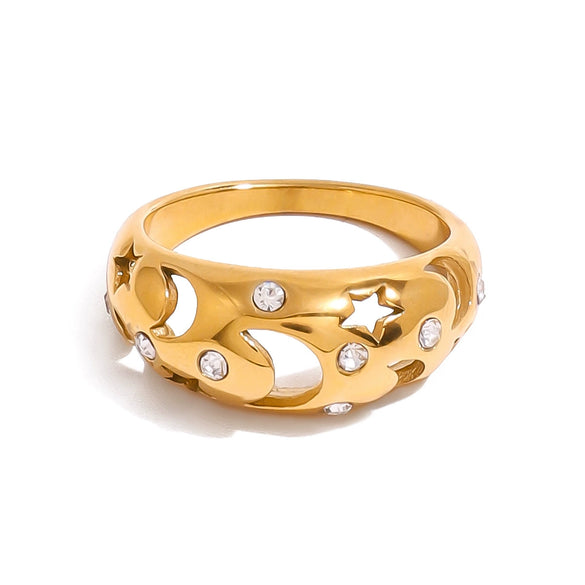 Wholesale Women's Light Luxury High End Diamond Ring In Geometric Styling Made Of Titanium Steel And Stainless Steel With Electroplating Treatment