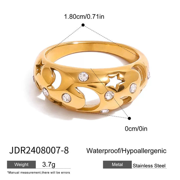 Wholesale Women's Light Luxury High End Diamond Ring In Geometric Styling Made Of Titanium Steel And Stainless Steel With Electroplating Treatment