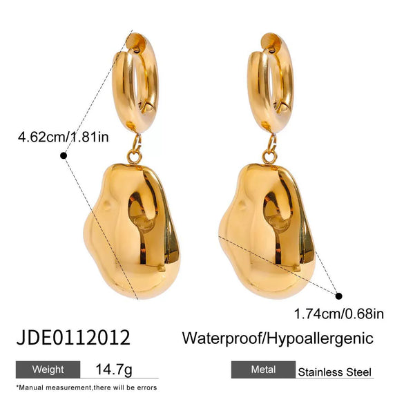 Wholesale Women's Light Luxury High End Stainless Steel Earrings With Geometric Shape And Pearl Electroplated