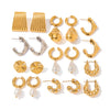 Wholesale Women's Light Luxury High End Stainless Steel Earrings With Geometric Shape And Pearl Electroplated
