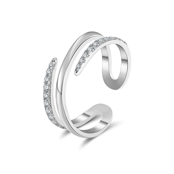 Wholesale Women's Light Luxury Highend Open Adjustable Geometric 925 Silver 14K Gold Plated Ring