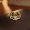 Wholesale Women's Light Luxury Highend Slightly Tipsy Camellia Copper Ring With Geometric And Flower Pattern Electroplating