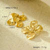Wholesale Women's Light Luxury Highend Stainless Steel And Titanium Steel Earrings With Geometric Flowers And Pearl Design Electroplated