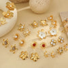 Wholesale Women's Light Luxury Highend Stainless Steel And Titanium Steel Earrings With Geometric Flowers And Pearl Design Electroplated