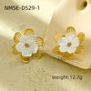 Wholesale Women's Light Luxury Highend Stainless Steel And Titanium Steel Earrings With Geometric Flowers And Pearl Design Electroplated