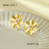 Wholesale Women's Light Luxury Highend Stainless Steel And Titanium Steel Earrings With Geometric Flowers And Pearl Design Electroplated