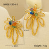 Wholesale Women's Light Luxury Highend Stainless Steel And Titanium Steel Earrings With Geometric Flowers And Pearl Design Electroplated