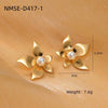 Wholesale Women's Light Luxury Highend Stainless Steel And Titanium Steel Earrings With Geometric Flowers And Pearl Design Electroplated