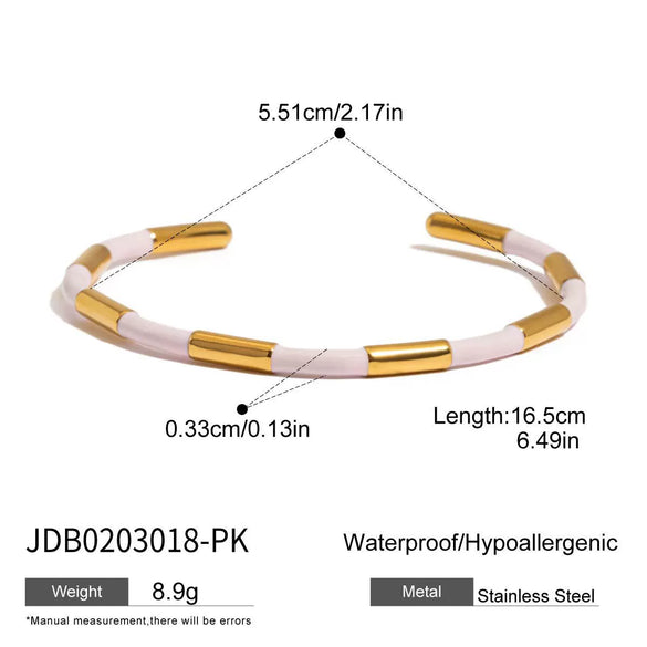 Wholesale Women's Light Luxury Highend Stainless Steel Bracelet With Amethyst Pearl Geometric Pattern Electroplated