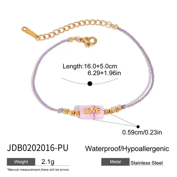 Wholesale Women's Light Luxury Highend Stainless Steel Bracelet With Amethyst Pearl Geometric Pattern Electroplated