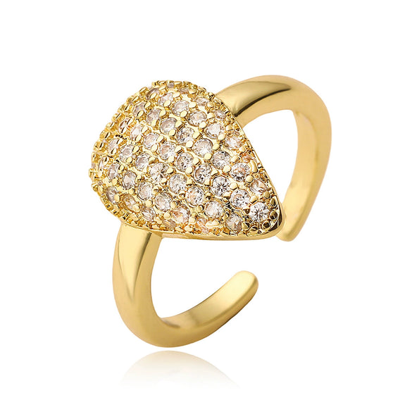 Wholesale Women's Light Luxury Highgrade Copper Geometric Opening Ring With Micropaved Zircon